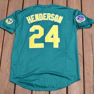 New!! Rickey Henderson Athletics A's GREEN Baseball Jersey Adult Men's Sizes